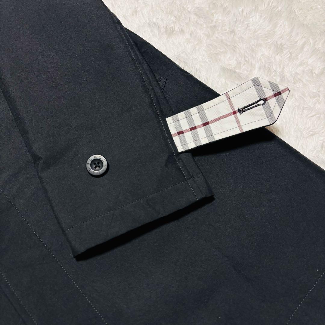 美品 バーバリー ブラックレーベル ステンカラーコート ノバチェック ブラック