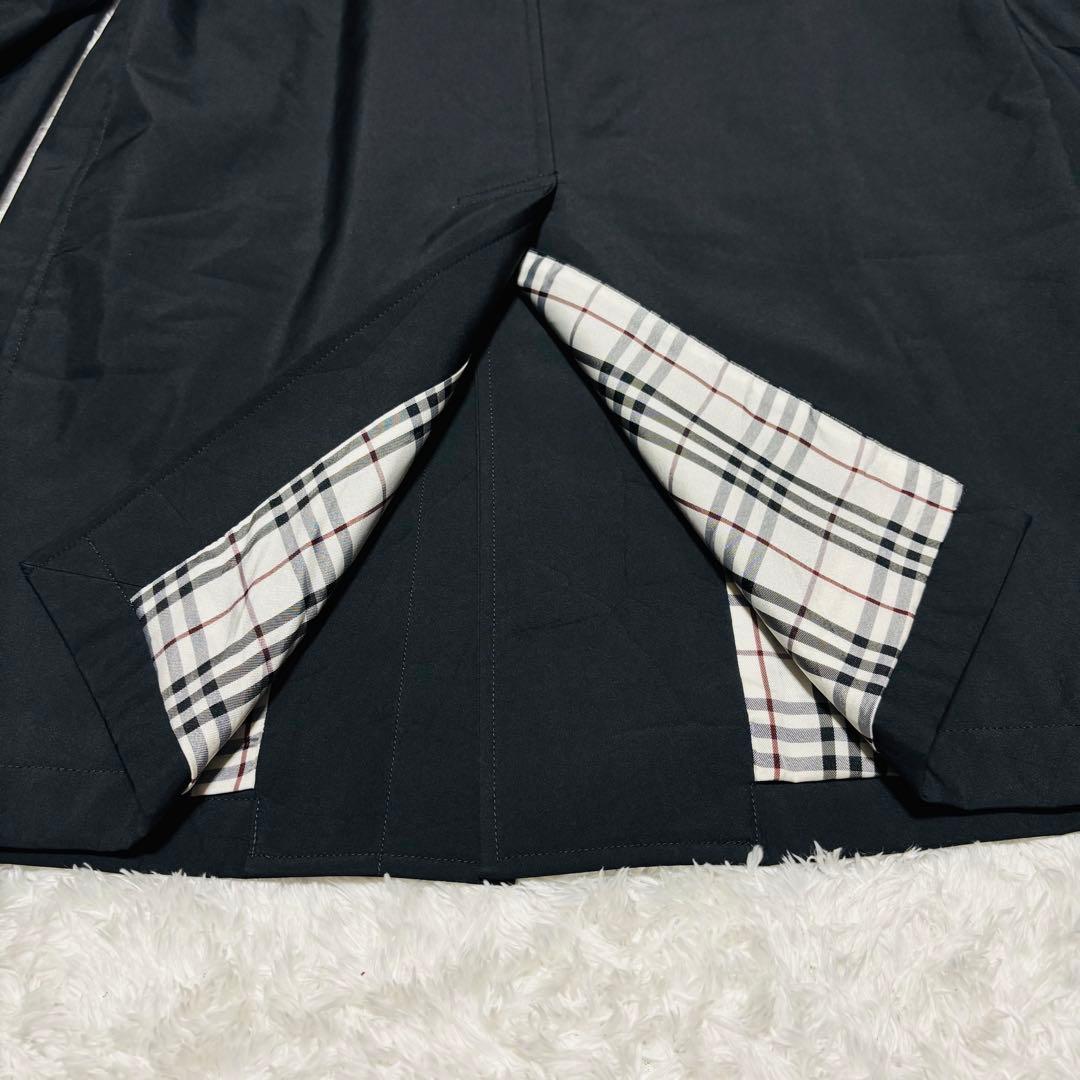 美品 バーバリー ブラックレーベル ステンカラーコート ノバチェック ブラック