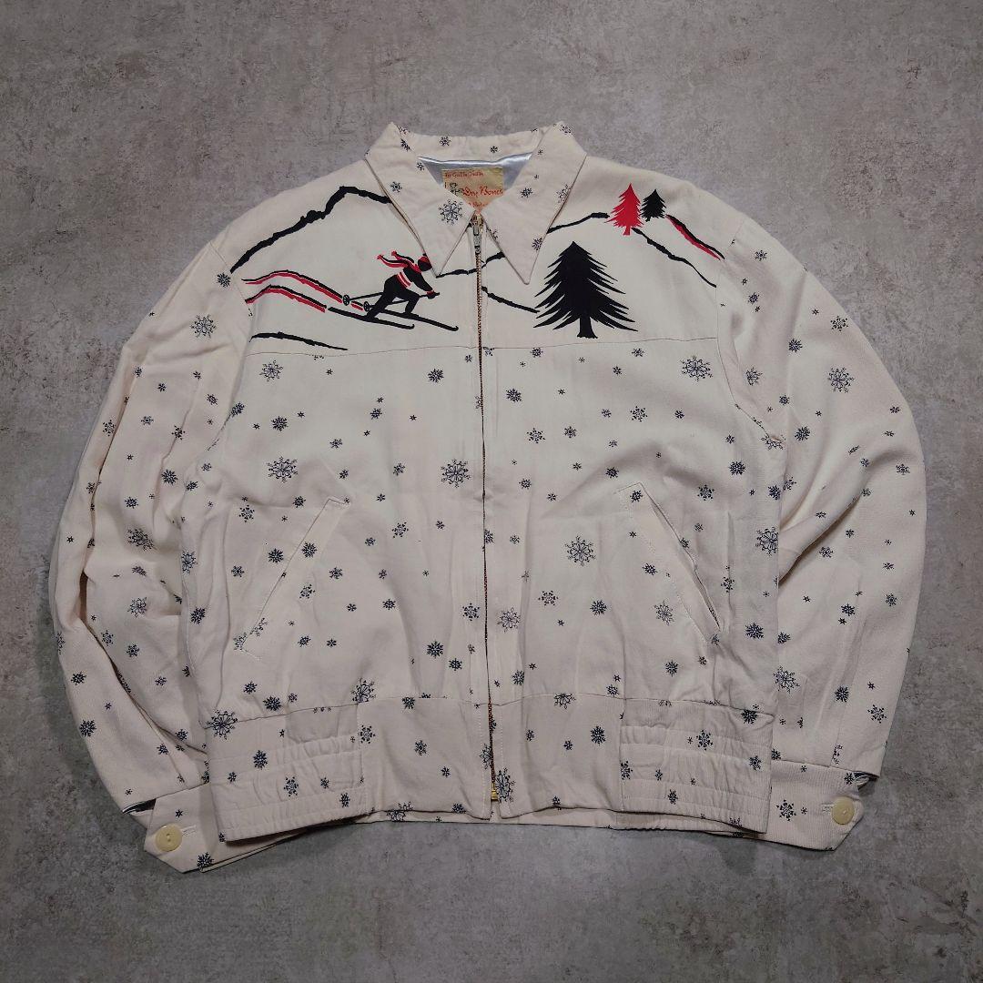 Dry Bones レーヨンギャバジャン スキー柄 スノーフレーク M