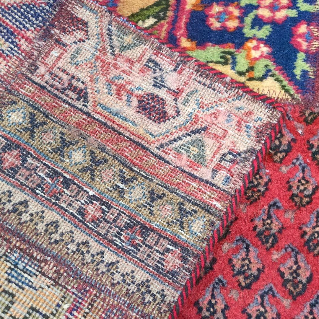 ペルシャ絨毯 パッチワーク アンティーク 150x94 手織り クリーニング済み