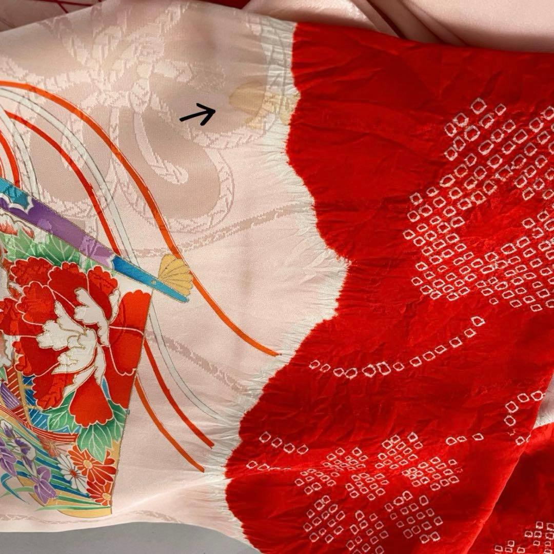 七五三3歳　お着物　赤　正絹　ヴィンテージ