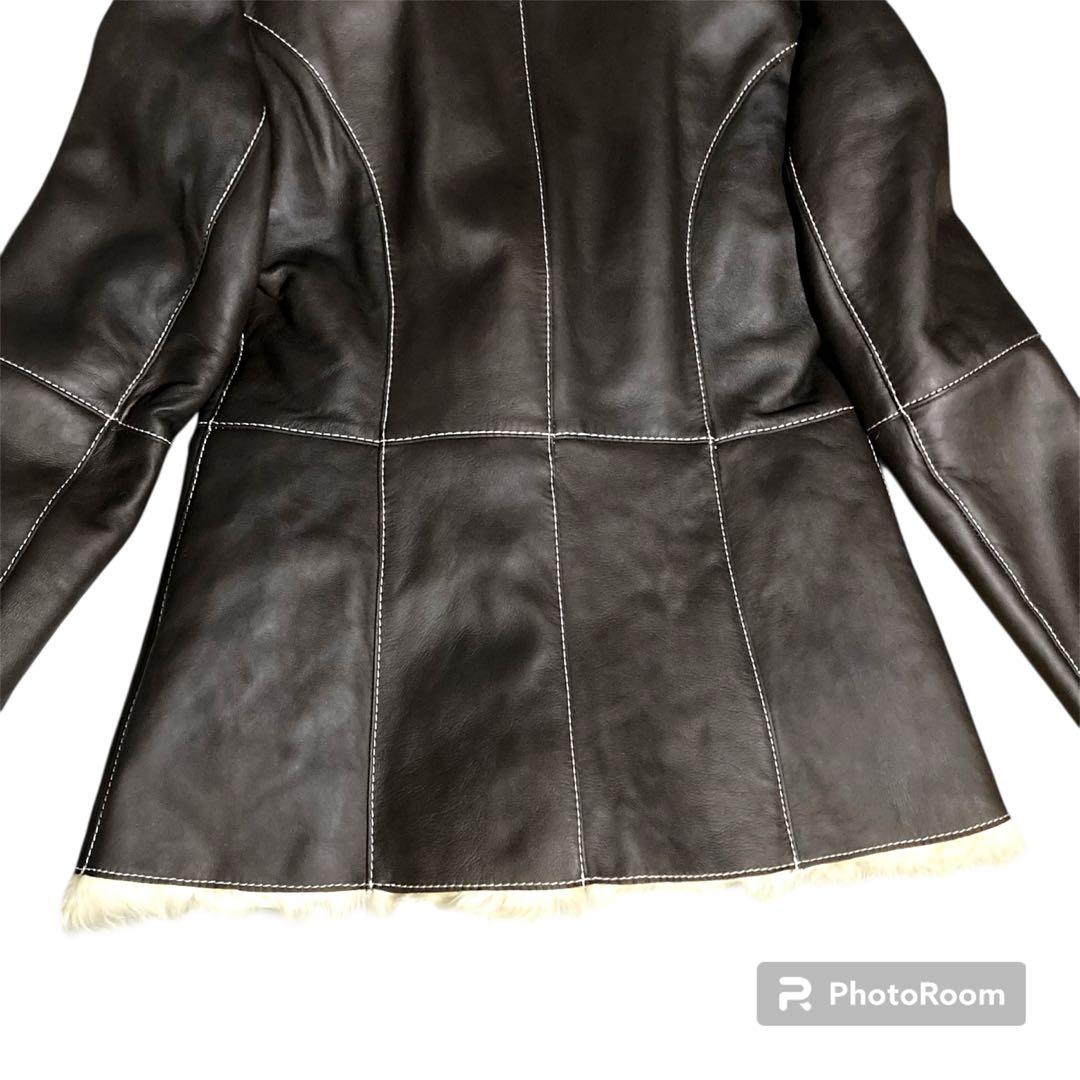 【希少】レザージャケット 羊革 フォックスファー ブラウン 北川 東京 11号
