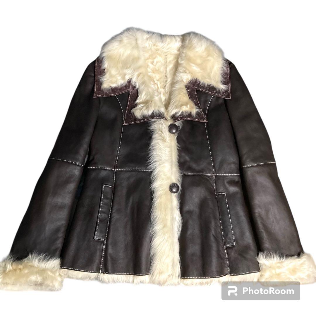 【希少】レザージャケット 羊革 フォックスファー ブラウン 北川 東京 11号