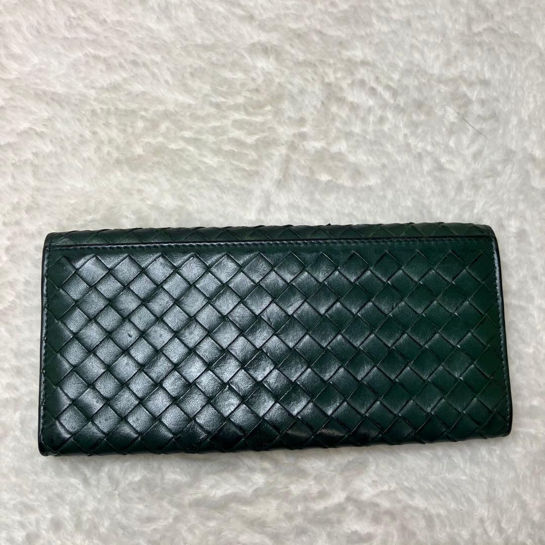 ボッテガヴェネタ✨イントレチャート 本革 レザー ダークグリーン 長財布