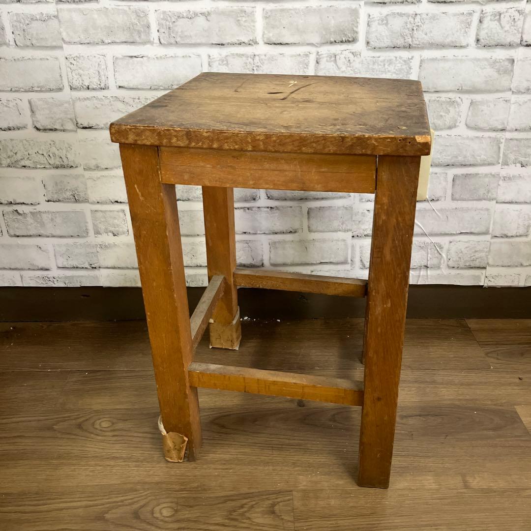 A-3 アンティーク 木製スツール 図工椅子 レトロ 飾り台 ヴィンテージ古家具