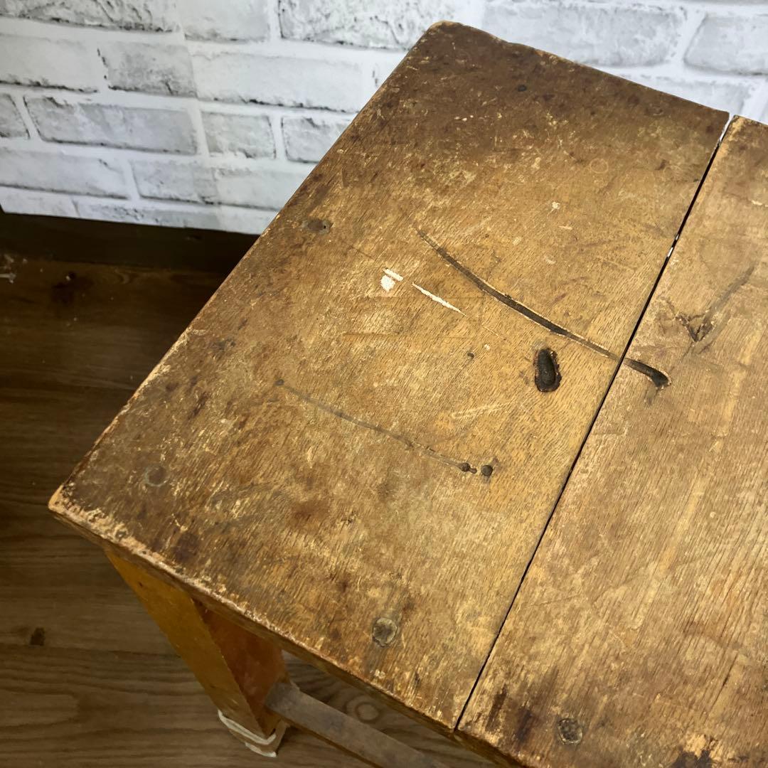 A-3 アンティーク 木製スツール 図工椅子 レトロ 飾り台 ヴィンテージ古家具