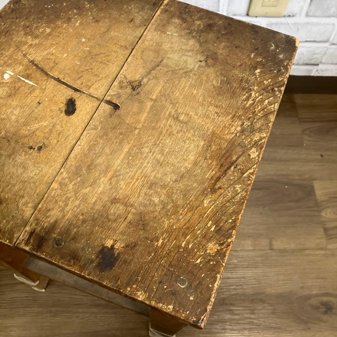 A-3 アンティーク 木製スツール 図工椅子 レトロ 飾り台 ヴィンテージ古家具