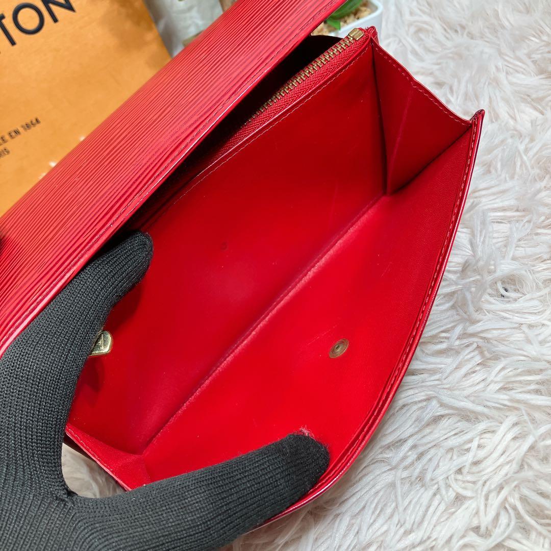 極美品 ルイヴィトン エピ ポシェット ポルトモネ クレディ 長財布 レッド