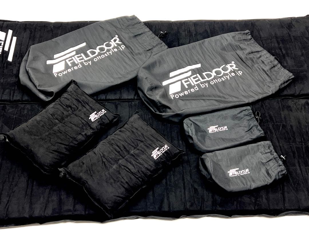 【美品】FIELDOOR 車中泊ペアマット 10cm厚 Sサイズ＋ペア枕付き