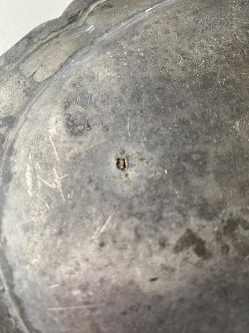 フランス アンティーク 枯れた エタン ピューター 花リム ラヴィエ 平皿