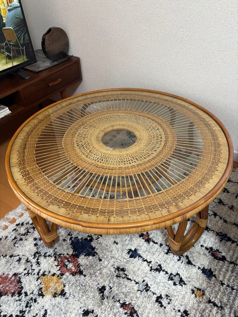ラタン円形テーブル