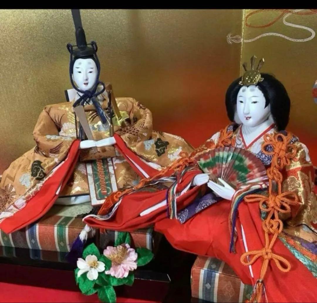 【古い親王飾り】【木製‼️台座付き】古雛飾りコレクションーけ