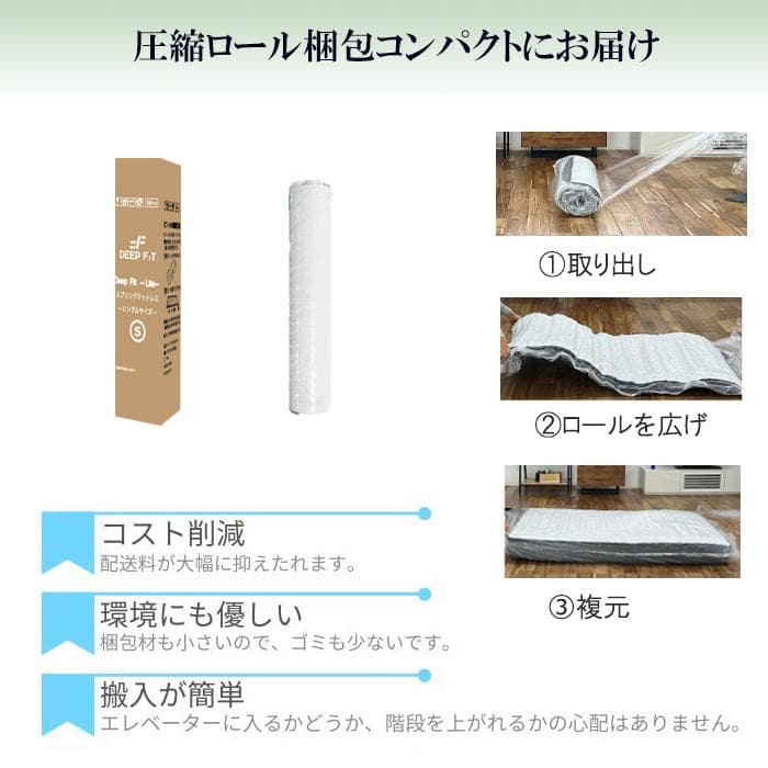 コイルマットレス シングル 21cm 硬め固め 耐久 通気 腰痛対策 体圧 竹炭