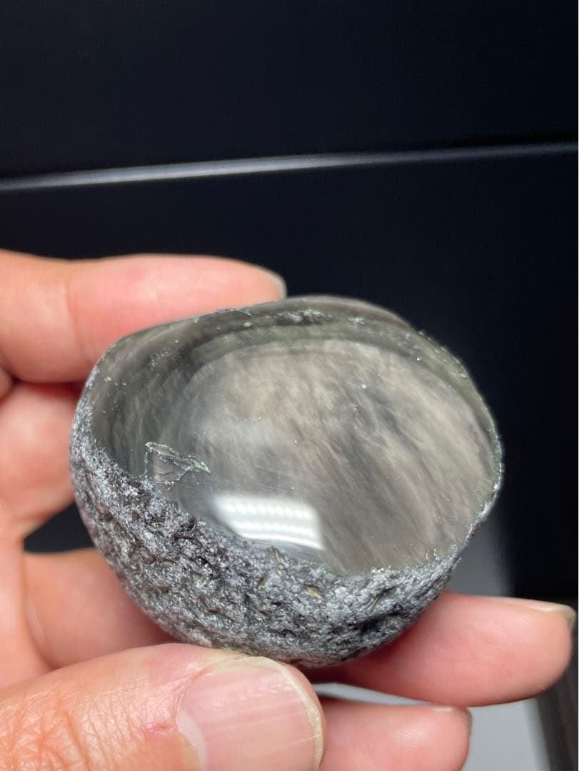 研磨品　十勝石玲瓏　淡ピンクベース　レインボーオブシディアン