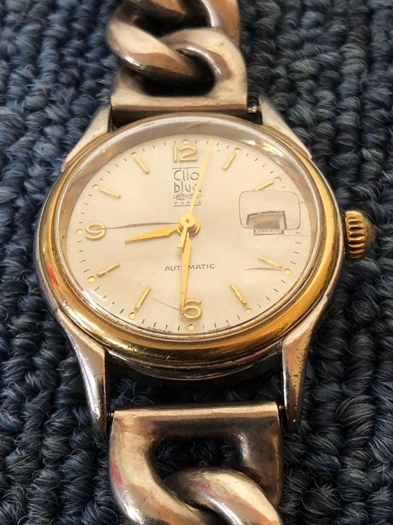 【希少】Clio blue クリオブルー 自動巻き シルバー925 時計 裏スケ