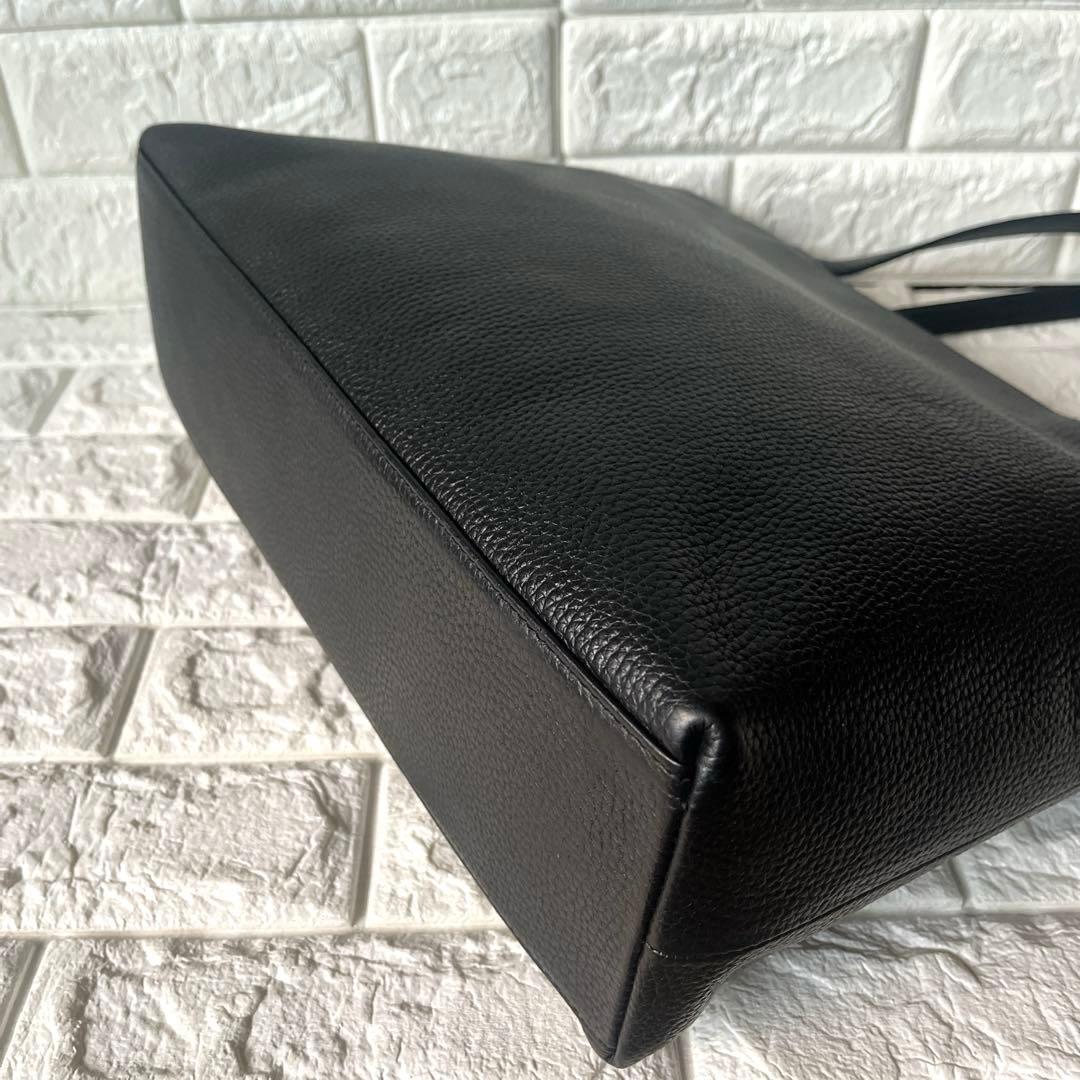 【美品】HushTug トートバッグ 肩掛け 本革 レザー A4可 シボ革 黒