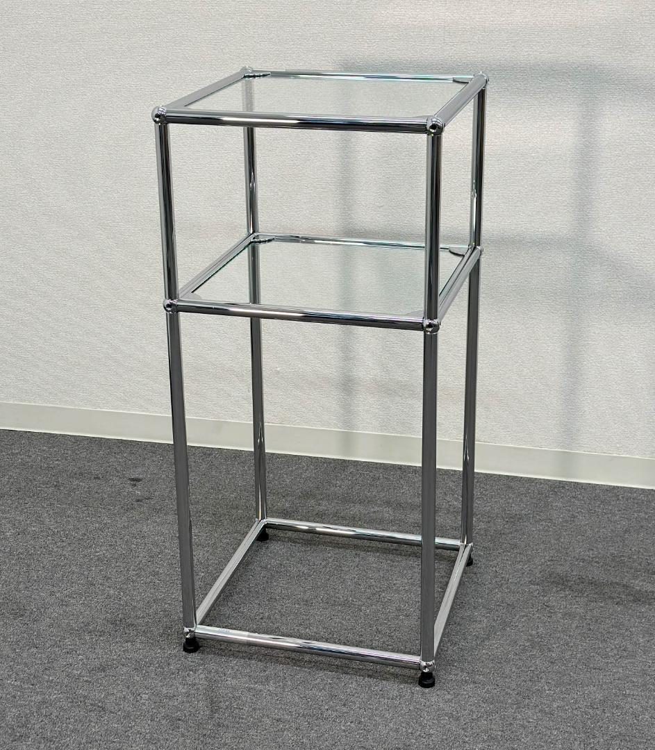 正規品!ほぼ未使用品■USMハラー■スリム　オープンシェルフ　1列2段　ガラス