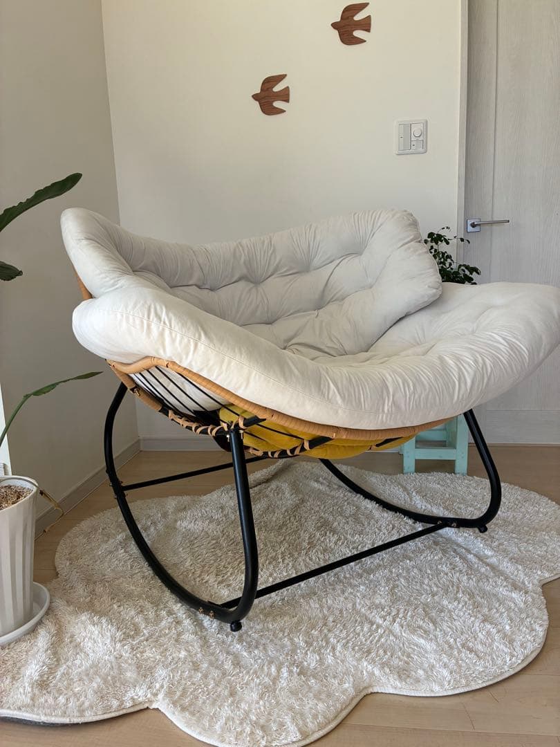 ☆お値下げ☆ロッキングチェア 北欧　ホワイトクッション付き