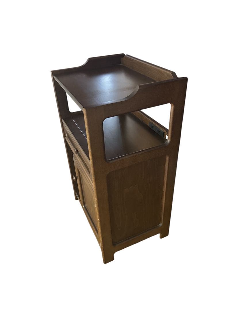 Karimoku カリモク 木製 電話台、FAX台　飾り棚 収納　レンジ台