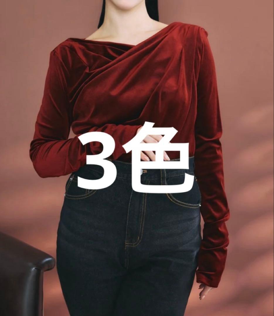 poláura グロッシーベロアドレープトップス