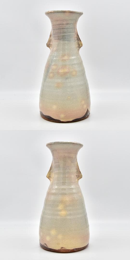 新品未使用 聴泉庵 萩焼宗家十五代 坂倉新兵衞 双耳付花入 共箱 黄布 栞