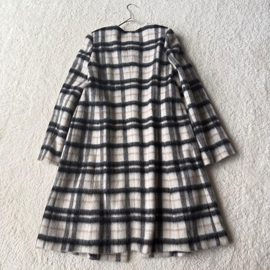 トゥービーシック マンテコ アルパカ混 チェック柄 シャギーコート L 未使用級