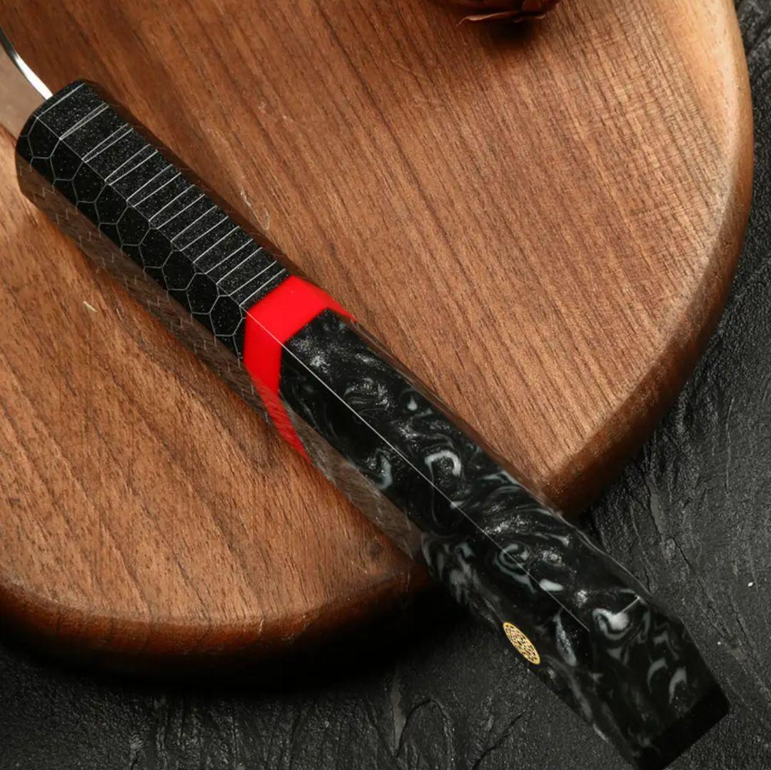 《新作》　V金10号　ダマスカス包丁　ハニカム模様　ブラック柄　剣型　牛刀　三徳