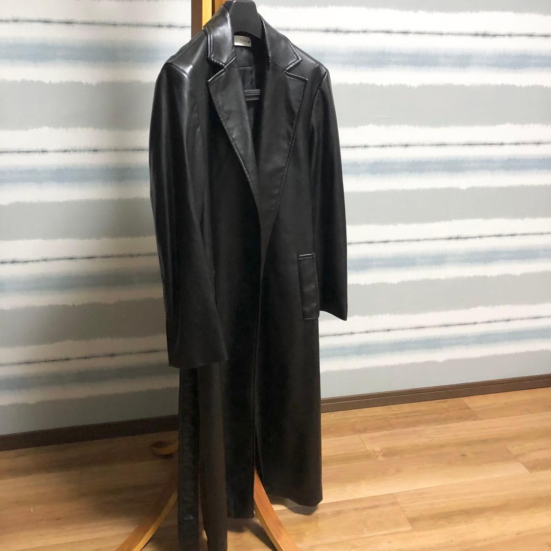 ☆大人気！【ZARA】ザラ　ロングコート　トレンチコート　フェイクレザー　メンズ