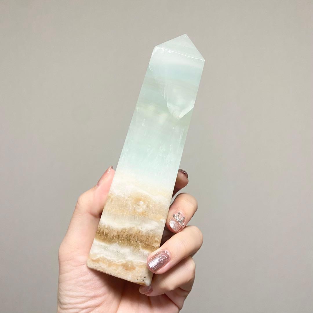 【美品】Kamoku カリビアンブルーカルサイト インテリア　天然石