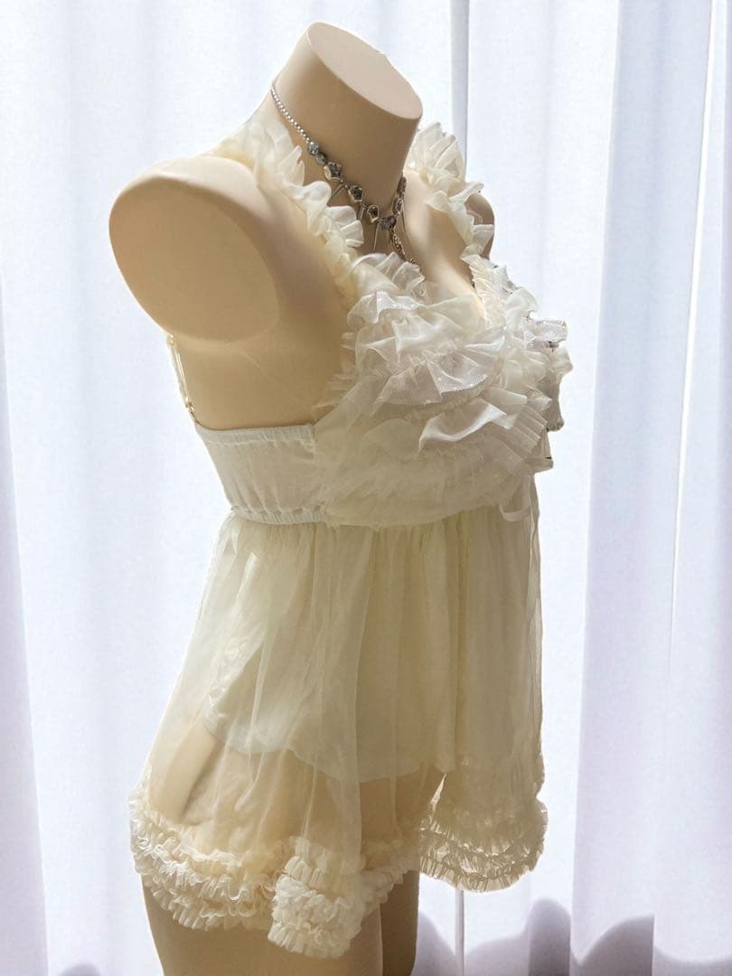 SNIDEL✴︎タグ付きチュールフリルキャミ＆パンツレイヤードレースランジェリー