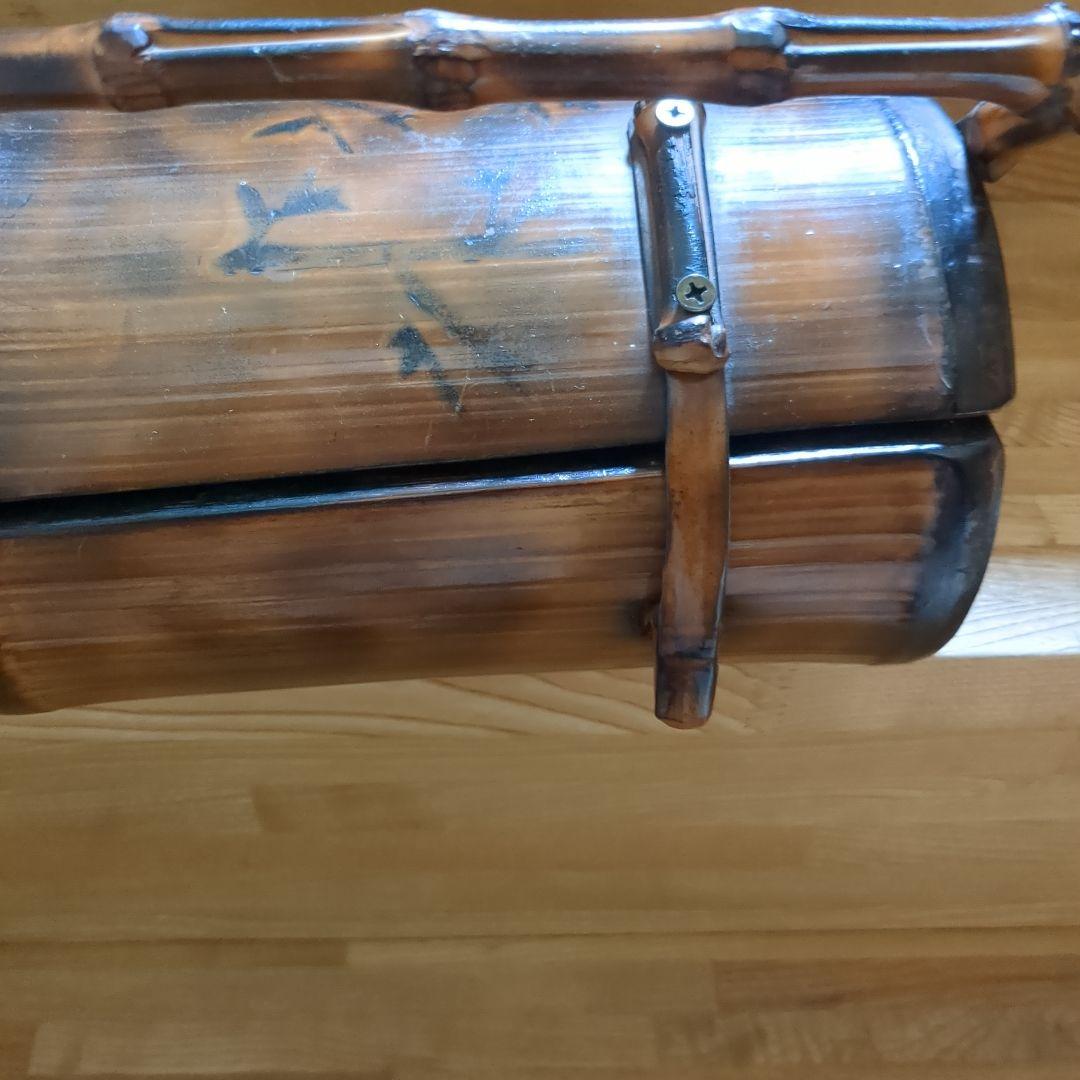 竹製取っ手付き　円筒形バック