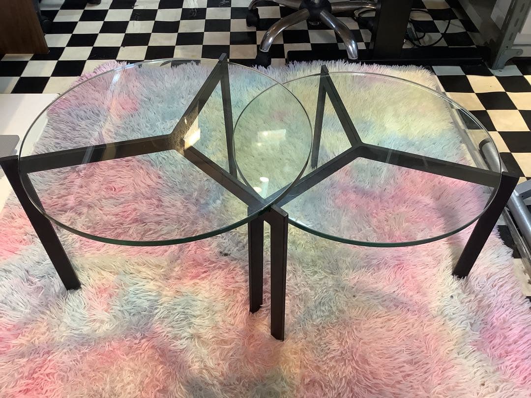 ガラスセンターテーブル　セパレートタイプ　丸テーブル