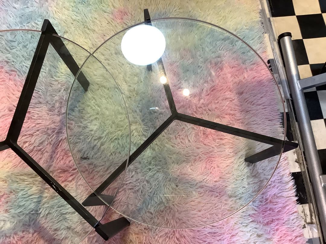 ガラスセンターテーブル　セパレートタイプ　丸テーブル