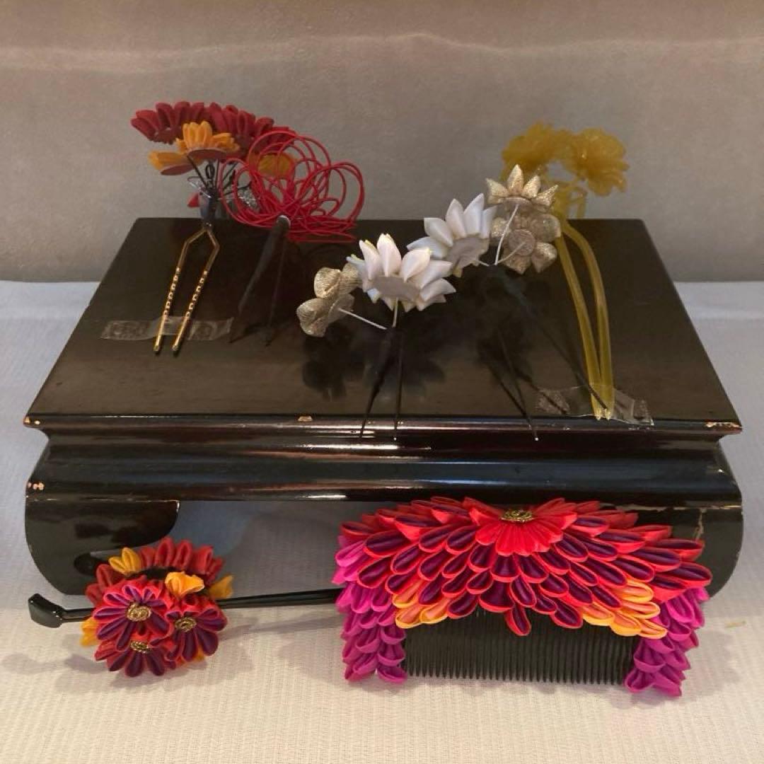 専用　希少　舞妓簪　花櫛簪平打ち簪　花簪　鼈甲色簪　Uピン簪　玉簪　水引簪