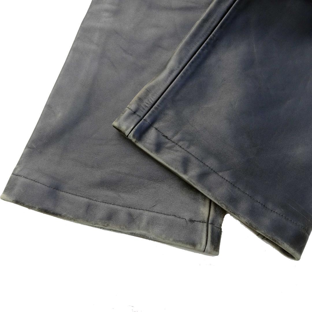 ハーレダビットソン革レザーパンツ ブーツカット革パンW36インチ黒バイク