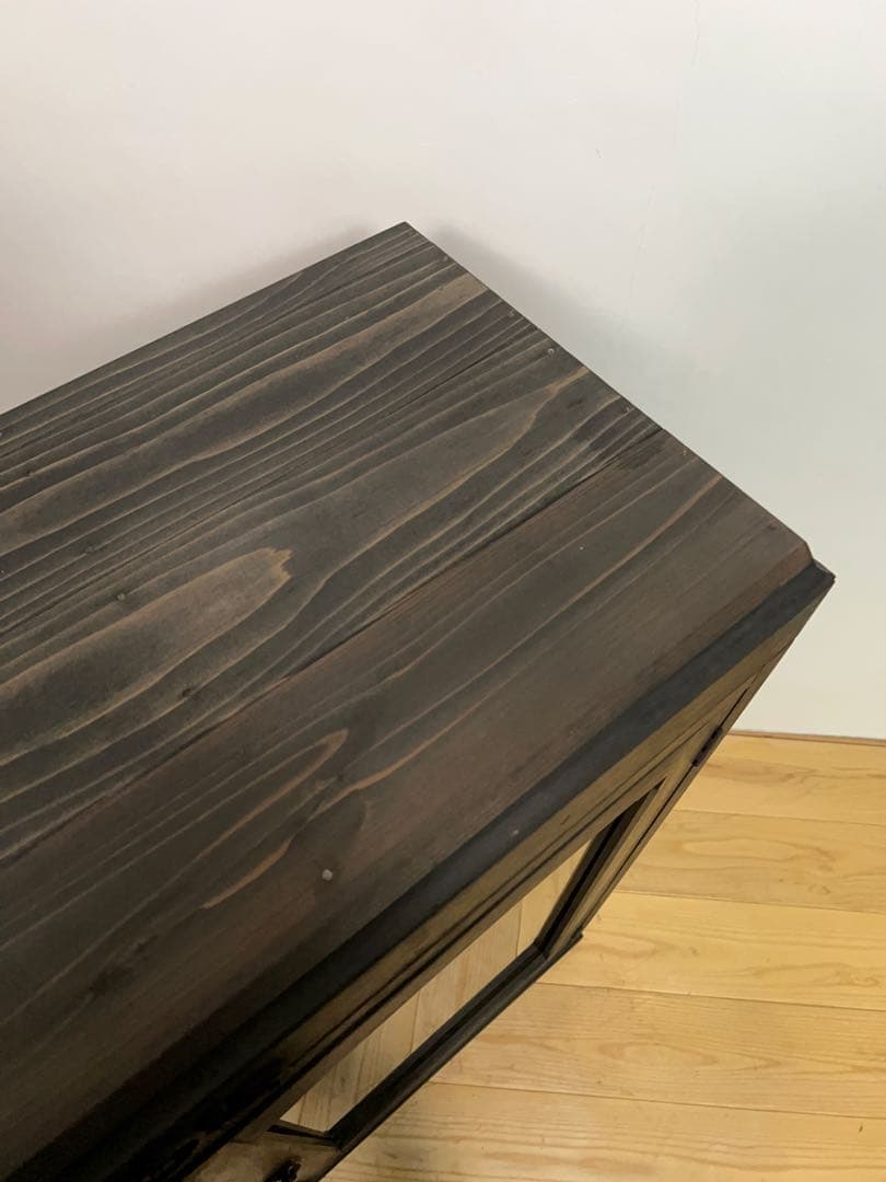 収納棚　ガラス棚　M077　古道具　古家具　ビンテージ　アンティーク　レトロ