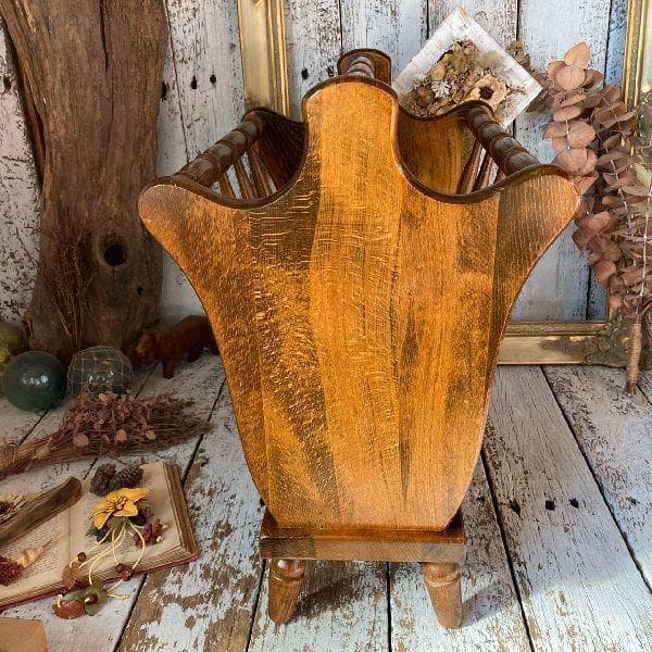 ヴィンテージ*飛騨産業 キツツキマーク*無垢材 ウッド マガジンラック*木製