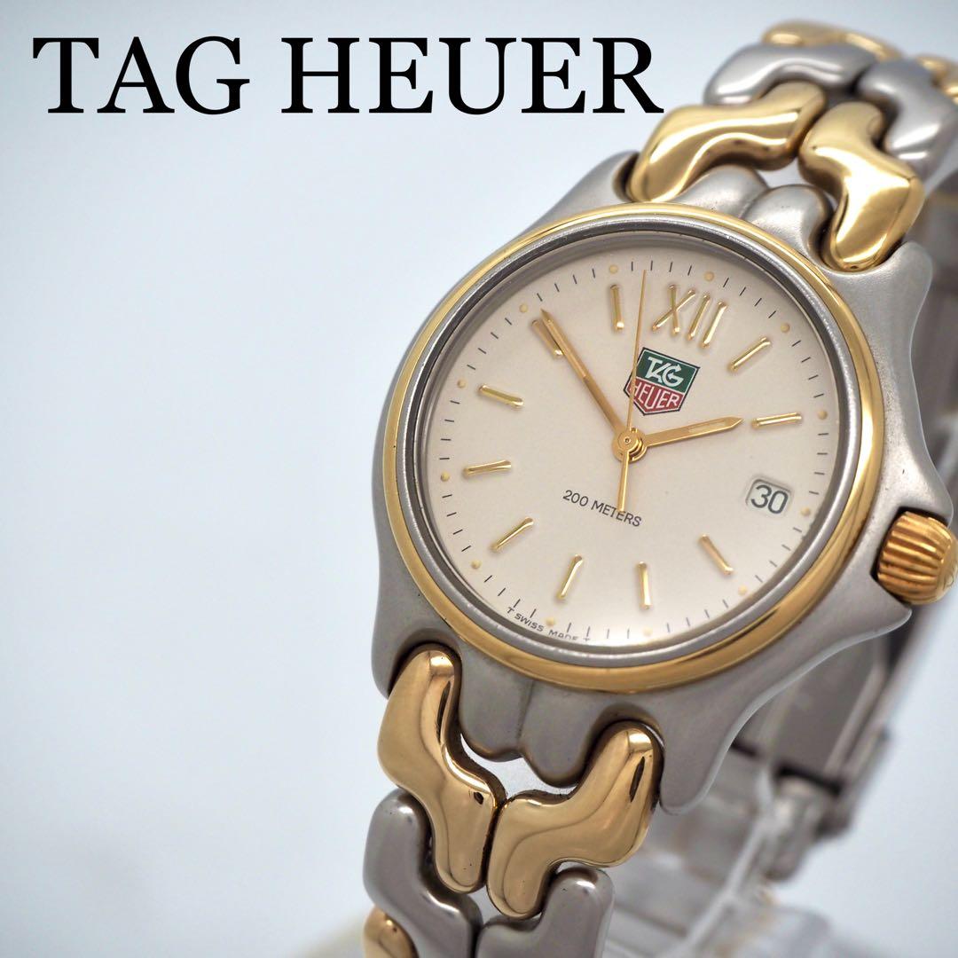 315 稼働【美品】タグホイヤー　時計　メンズ　箱付き　セル　コンビ　デイト