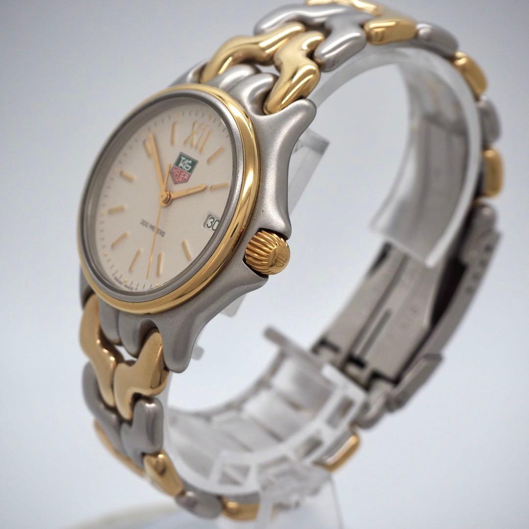 315 稼働【美品】タグホイヤー　時計　メンズ　箱付き　セル　コンビ　デイト