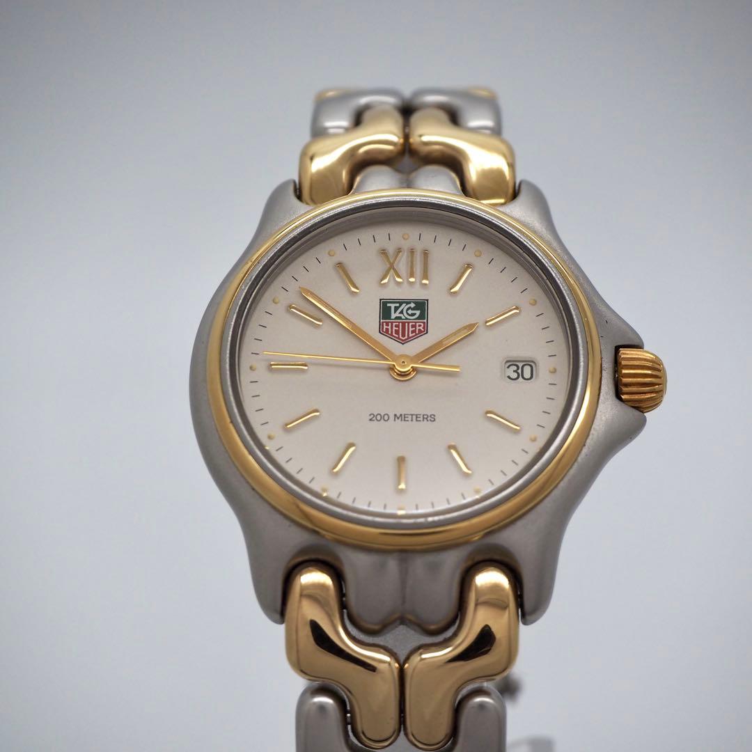 315 稼働【美品】タグホイヤー　時計　メンズ　箱付き　セル　コンビ　デイト