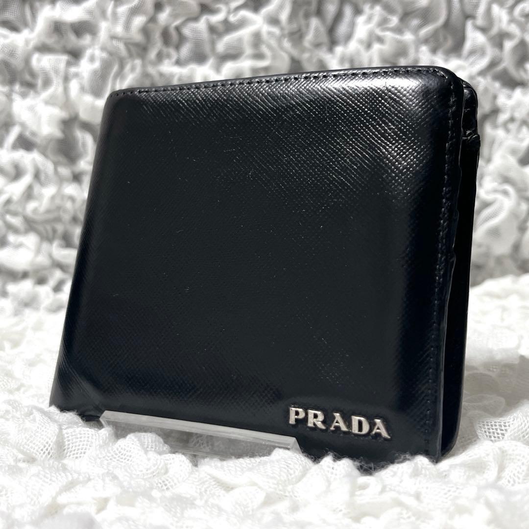 美品 プラダ サフィアーノ 二つ折り財布 小銭入れ  カード コンパクト