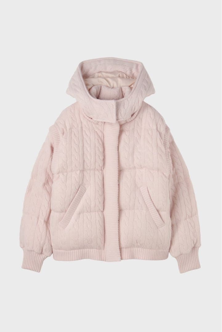 the toe ピンク ケーブルニット風ダウンジャケット