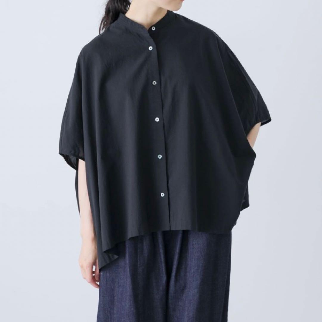 【★期間限定割★】かぐれ コットンスクエアポンチョシャツ 【ブラック】