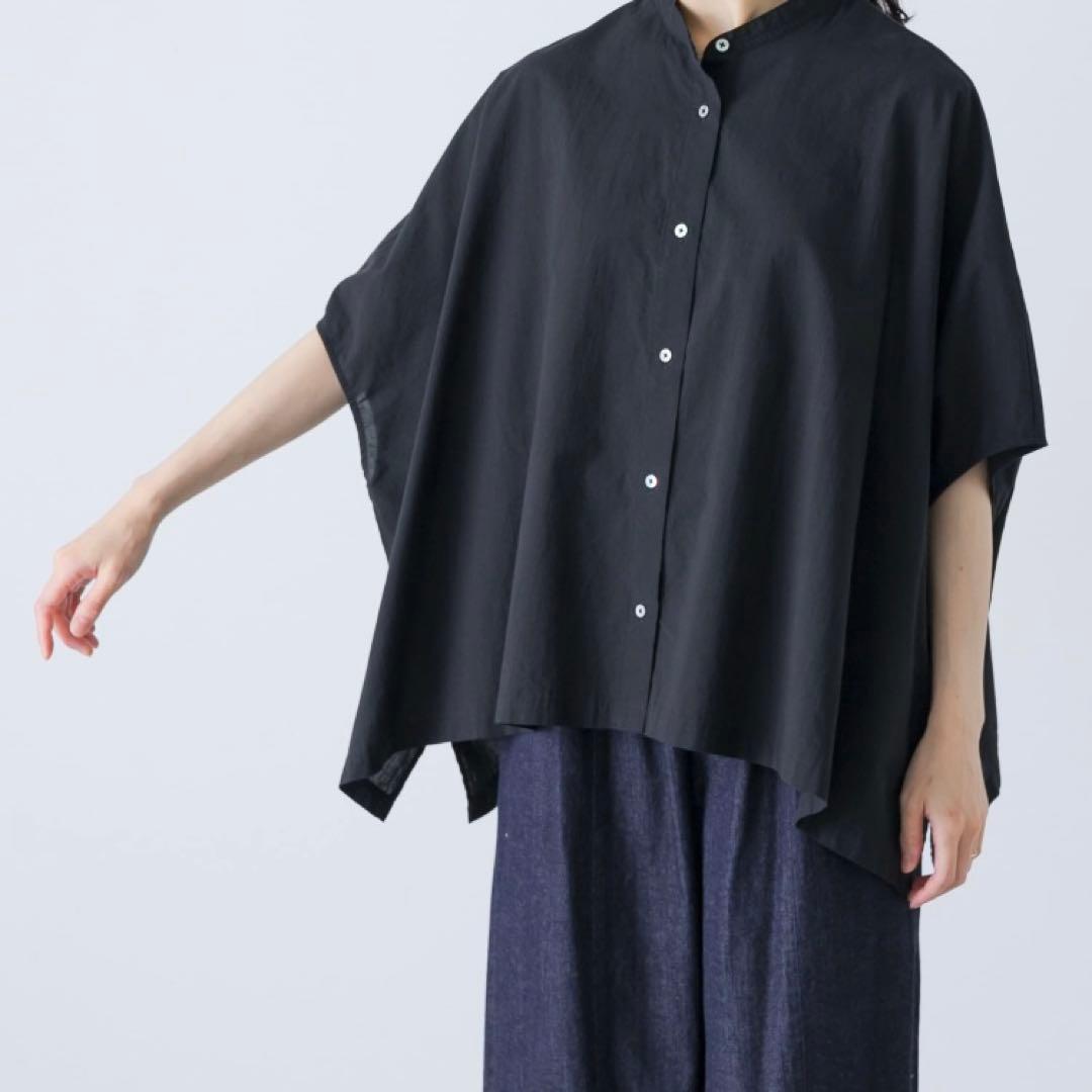 【★期間限定割★】かぐれ コットンスクエアポンチョシャツ 【ブラック】