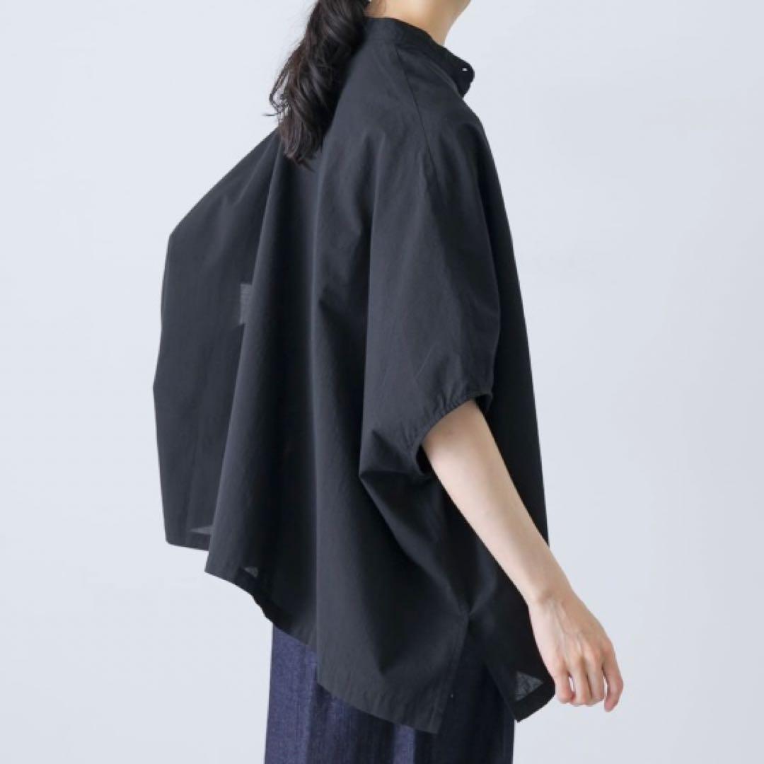 【★期間限定割★】かぐれ コットンスクエアポンチョシャツ 【ブラック】