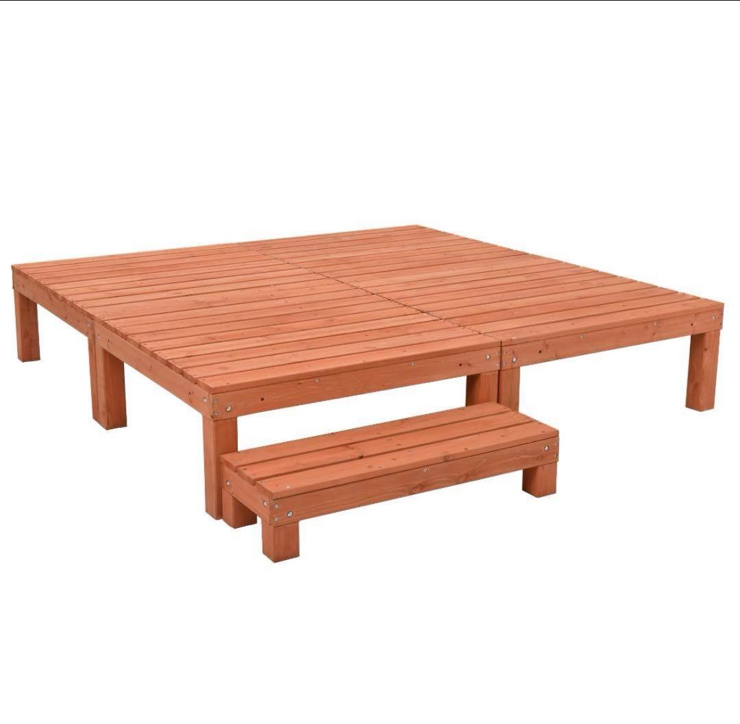 ウッドデッキ 天然木 キット 8点セット1坪 ウッドパネル 家具【レッドブラウ】