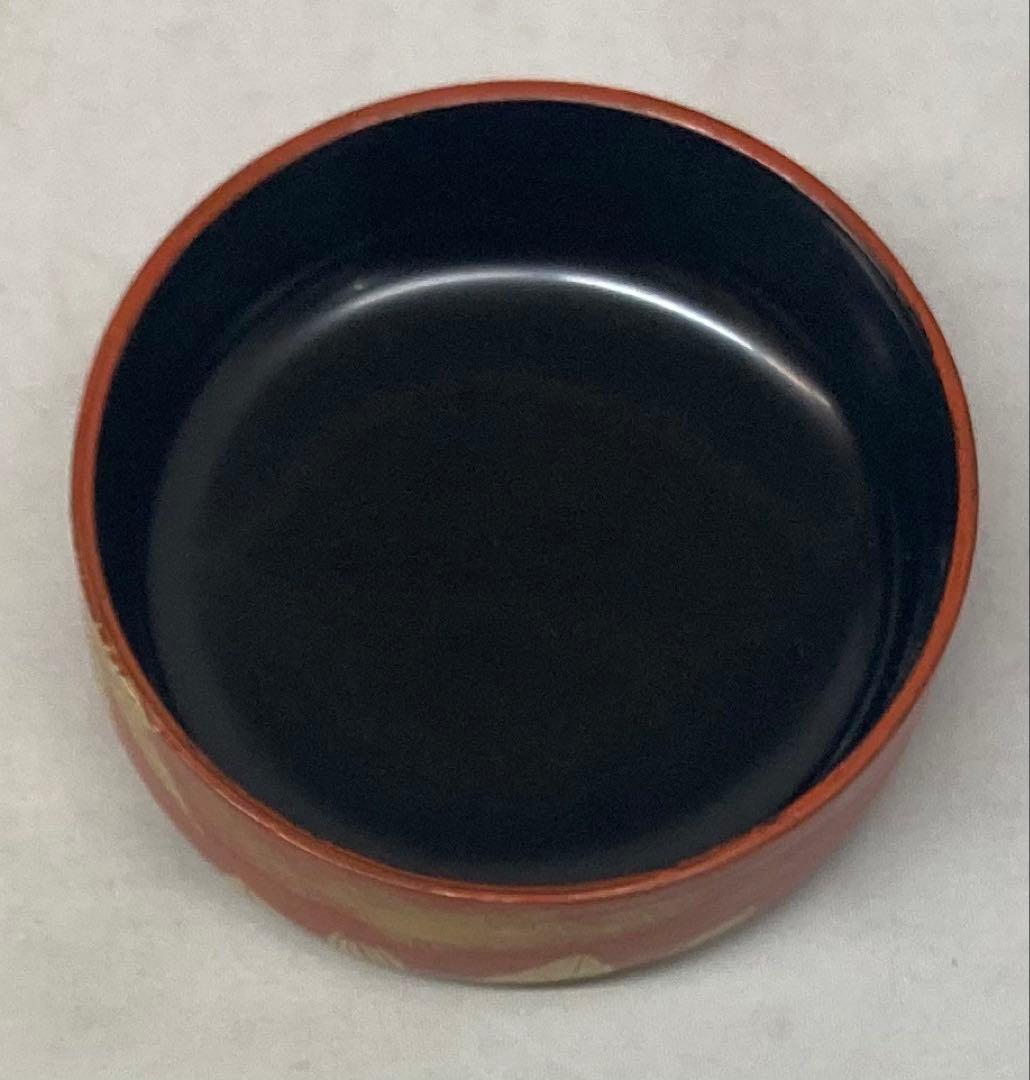 B532b「春の野蒔絵 朱刷目 中棗」熊谷秀穂作　共箱　薄茶器　茶道具