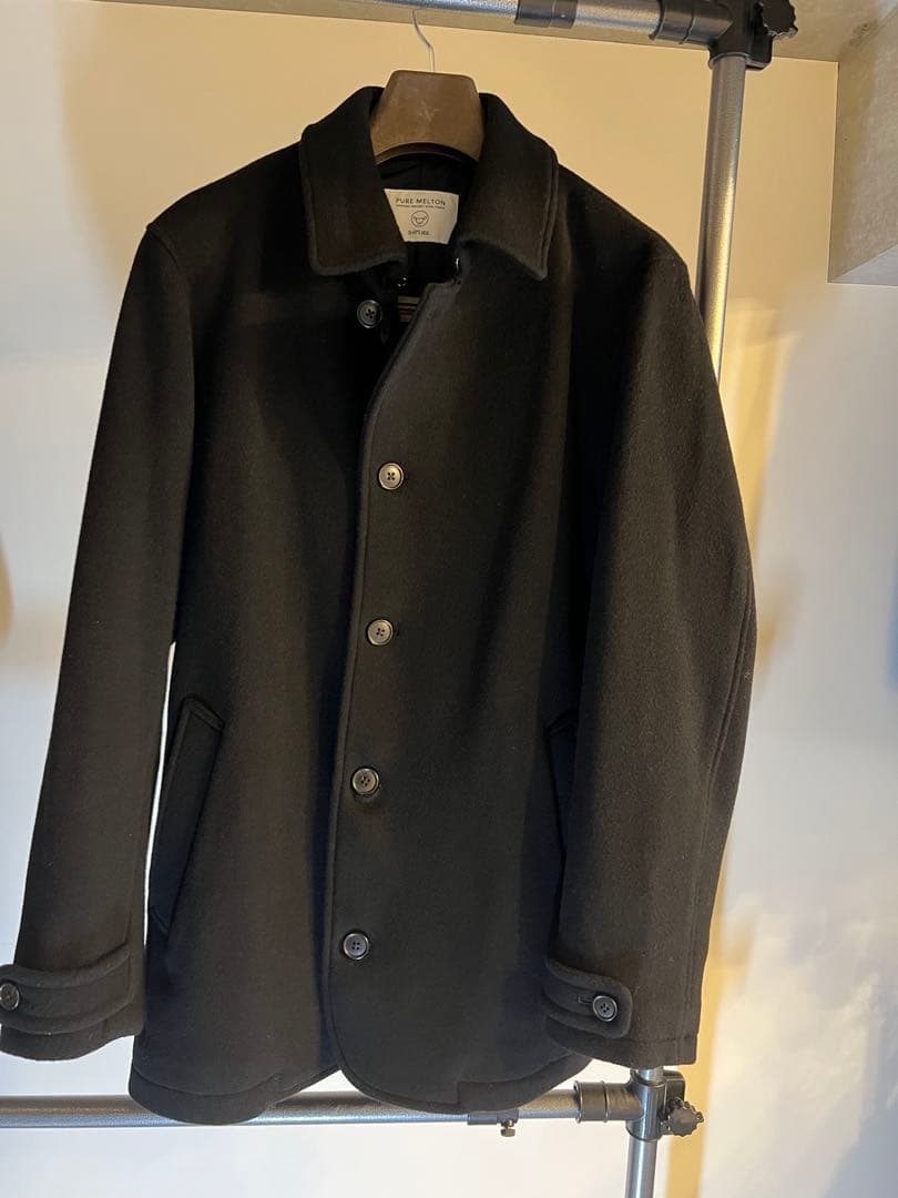 【極美品】SHIPS any ピュアメルトン ウール100% コート XL 黒