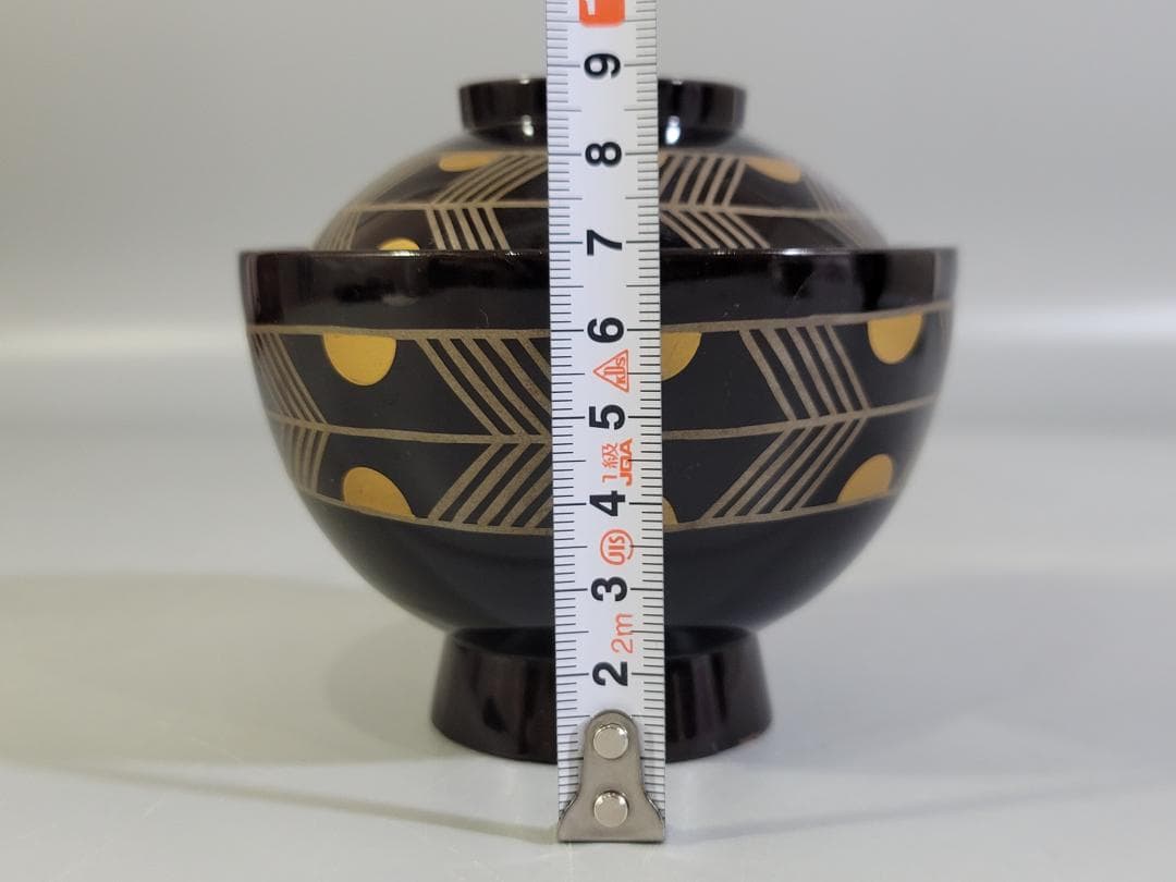 DT347 松庵好 鷹の羽吸物椀 塗師 道恵 共箱 時代物