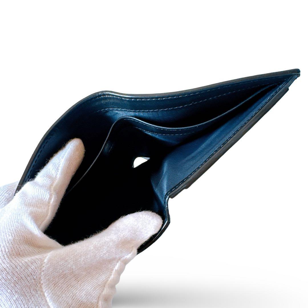 BURBERRY バーバリー 二つ折り財布 スムースレザー ブラックロゴ型押し